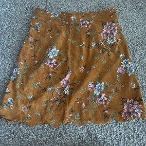 francesca’s burnt yellow floral mini skirt